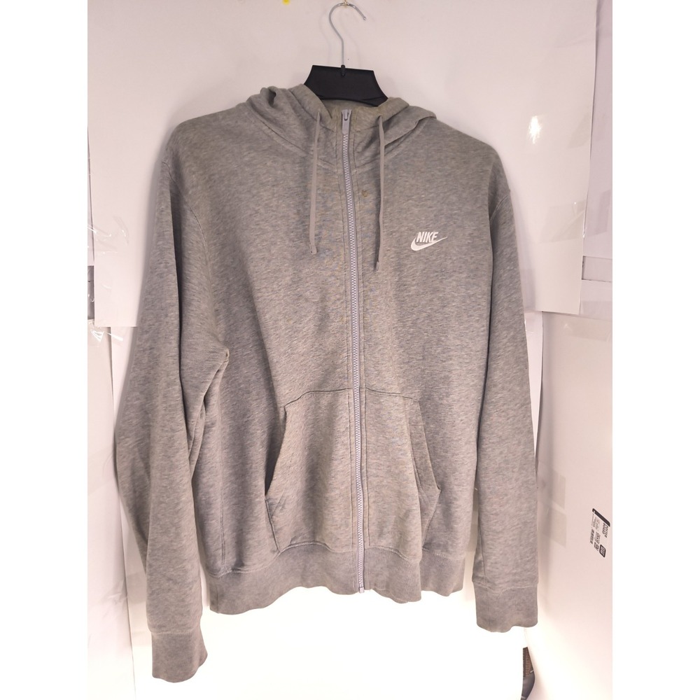 Nike Full Zip Hoodie Mens Medium Gray Swoosh Sweatshirt Athletic Casual Jacket
